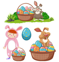 Easter Theme With Rabbit And Eggs