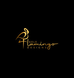 Gold Flamingo Logo - Letter F Flamingo Logo Design