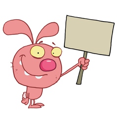 Pink Bunny Rabbit Holding Up A Blank Sign