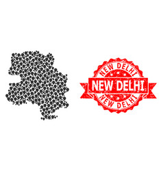 Textured New Delhi Seal And Pointer Mosaic Map