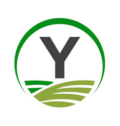 Agriculture Logo On Letter Y Concept For Farming