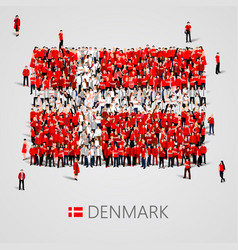 Large Group Of People In The Denmark Flag Shape