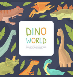 Animals Dino World Banner Template With Space