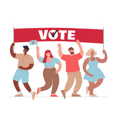 Diverse People With Vote Poster Call For Voting