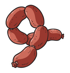 Cartoon Hand Drawn String Of Sausage