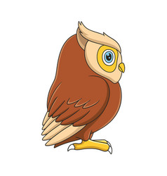 Cartoon Side View Of An Owl Perched On A Large