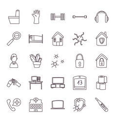 Covid19 19 Quarentine Line Style Icon Set