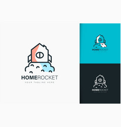 Home Rocket Logo Design Linear Style