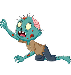 Cartoon Zombie Crawling Isolated On White