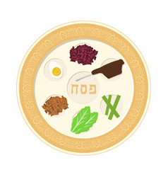 Passover Holiday Seder Plate Flat Design Icon