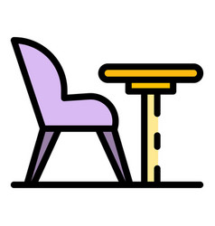 Armchair And Round Table Icon Color Outline