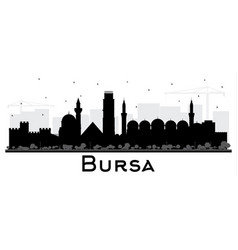 Bursa Turkey City Skyline Silhouette With Black