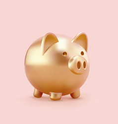 Golden Piggy Bank 3d Render On Pink