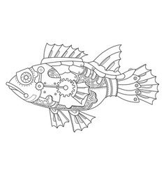 Steampunk Style Fish Coloring Book