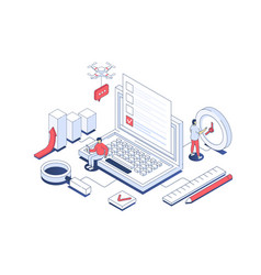 Online Survey Concept In 3d Isometric Design Men