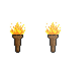 Pixel Icon Torch Icon With Burning Fire Road