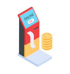 Trendy Isometric Icon Of Online Pay