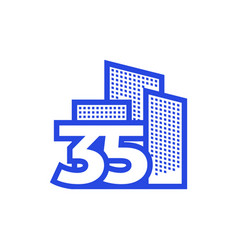 Number 35 With Building Logo Design Graphic