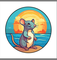 Rat Cute Funny Cartoon Kawaii Colorful Watercolor