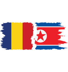 North Korea And Romania Grunge Flags Connection