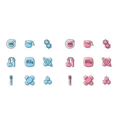 Set Line Test Tube Molecule Helium Chemical