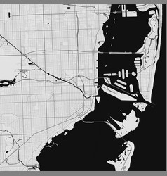 Urban City Map Miami Poster Grayscale Street