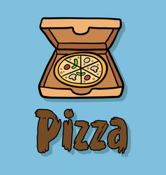 Banner In A Flat Pizza Style In A Box With Text