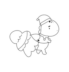 Christmas Coloring Page With Cute Dinosaur