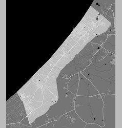 Detailed Map Gaza Strip Linear Print Map Land