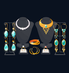 Jewelry Shop Window Concept Earrings And Necklace