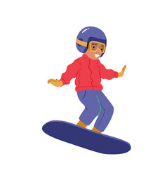 Little Child Snowboarder Character Jumping