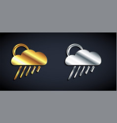 Gold And Silver Cloud With Rain And Sun Icon