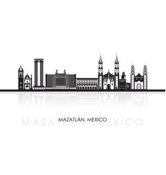 Silhouette Skyline Panorama Of City Of Mazatlan