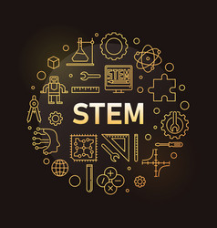 Stem Round Minimal Line Golden Science Circular