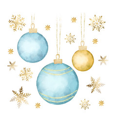 Watercolor Christmas Ball Decoration Gold