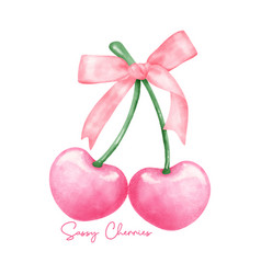 Hot Pink Coquette Cherries With Ribbon Bow