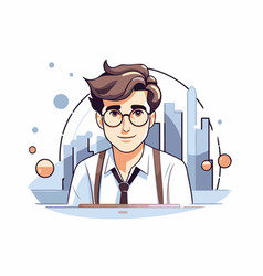 Businessman Working At The Office In Cartoon Style