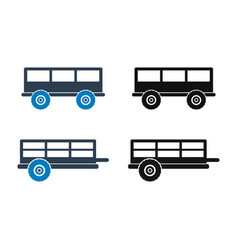 Car Trailer Icon Set Flat Style Eps