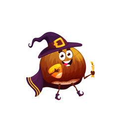 Cartoon Halloween Hazelnut Wizard Holding Sweets