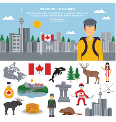 Flat Icon Set Of Canada