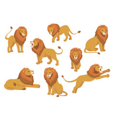 Lions Flat Cartoon Set