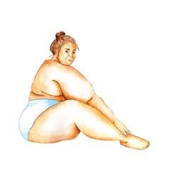 Watercolor Of A Fat Nude Girl Sitting Sideways