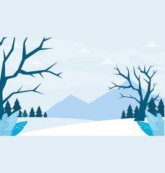 Winter Landscape Background Flat