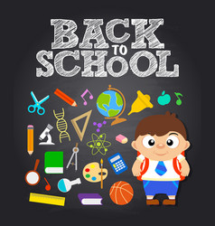 Back To School Poster Banner With Funny Boy