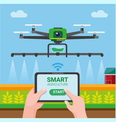 Drone Smart Agriculture Farmer Use Tablet Control