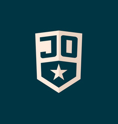 Initial Jo Logo Star Shield Symbol With Simple