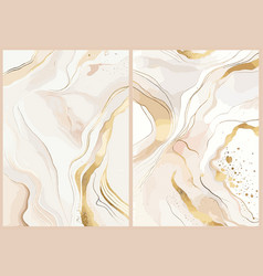 Set Of Modern Fluid White Gold Marble Backgrounds