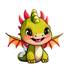 Cute Little Dragon Cartoon With Small Wings Art