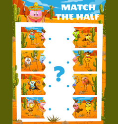 Match Half Of Wild West Cartoon Vitamin Characters