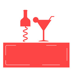 Bar Wine And Cocktail Icons Flat